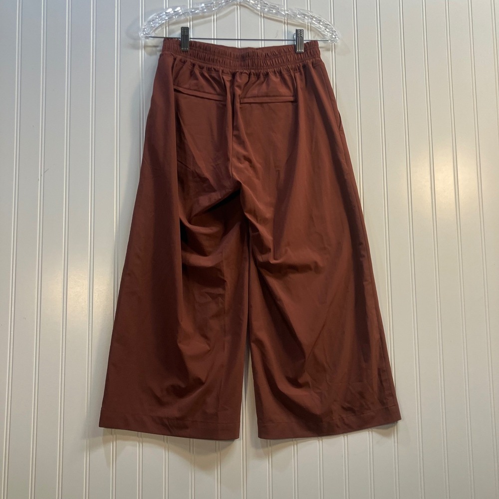 Athleta Brooklyn Wide Leg Crop Pant Rust Brown Petite 2P High Rise Travel Eathy - Picture 2 of 10